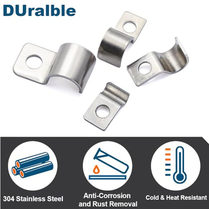 One-Hole Unilateral Pipe Clamps Conduit Fitting Clips Saddle Clamps Instrument Line/Wire/Gas Pipe Cable Clamp Fixed Clips | OD 3/8" | 30 Pcs - size: 3/8"(10mm)