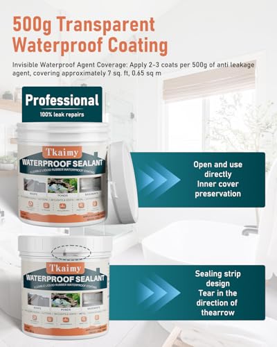 Tkaimy Transparent Waterproof Coating 17oz, Stop Leak - color: Clear, size: 17 OZ