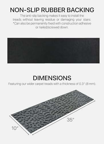 FINEHOUS Outdoor Stair Treads Non-Slip 35”x10” (6-Pack) – Carpet Treads with Rubber Backing Floral Grey - size: 35" X 10"