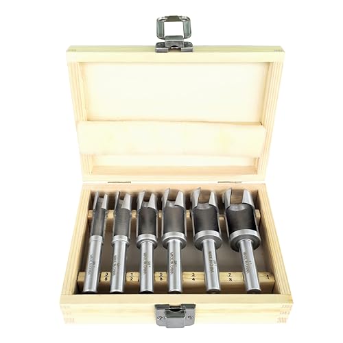 Industrial H7693 - Deep Plug Cutter 6 Pc. Set for Woodworking with Storage Wooden Box