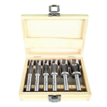 Industrial H7693 - Deep Plug Cutter 6 Pc. Set for Woodworking with Storage Wooden Box