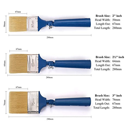 Genixart Extendable Paint Brushes, Wood Stain Brush Set for Fence, 3 Pack