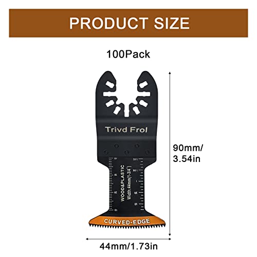 Trivd Frol 100 PCS Curved-Edge Oscillating Tool Blades for Wood Plastics