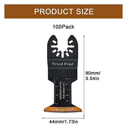 Trivd Frol 100 PCS Curved-Edge Oscillating Tool Blades for Wood Plastics
