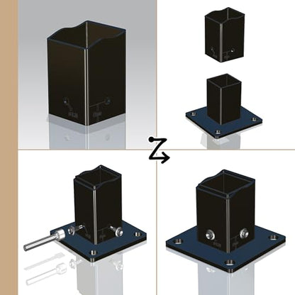 Heavy Duty Steel Fence Base Flange Kit for 2 Inch Square Posts - size: 2 Inch