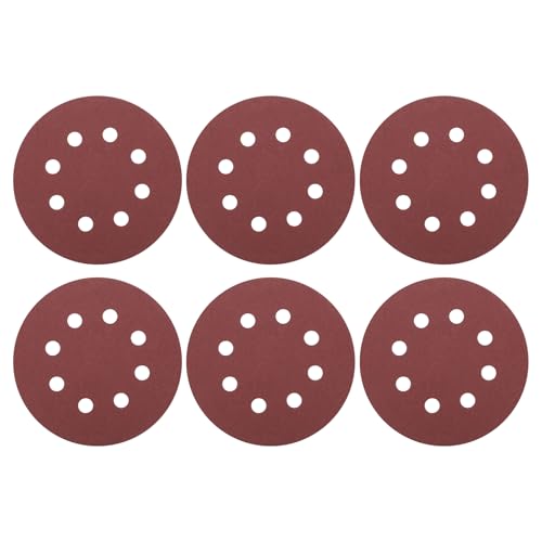 HARFINGTON 20 Pcs 5 Inch Sanding Discs 180 Grit Red Aluminum Oxide 8 Hole - size: 5 Inch(180 Grit)