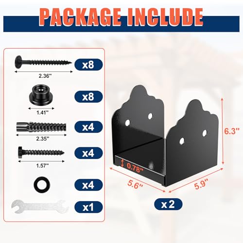 6x6 Post Base, 2Pcs Stainless Steel Adjustable Post Anchor Bracket - size: 6x6