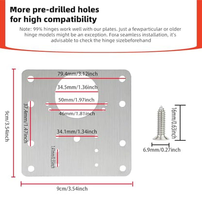 8PCS Thickened Hinge Repair Plate,Repairing Cabinet Doors with Loose Hinges