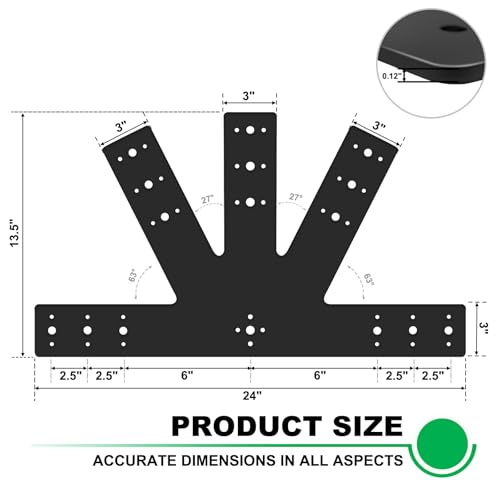 24x13.5 Gable Bracket Pergola Roof Mending Plate for Wood 4x4 6x6 - size: W-24x13.5