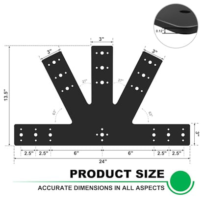 24x13.5 Gable Bracket Pergola Roof Mending Plate for Wood 4x4 6x6 - size: W-24x13.5