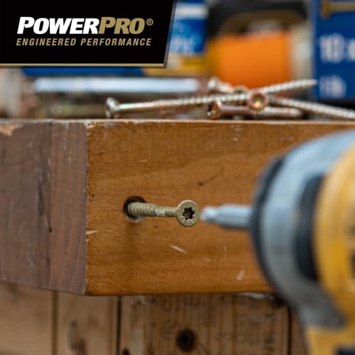 Power Pro Wood Screws, #9 x 2-1/2in, 443 Pack, Gold Zinc - size: 5 lb Tub, style: #9 x 2-1/2"