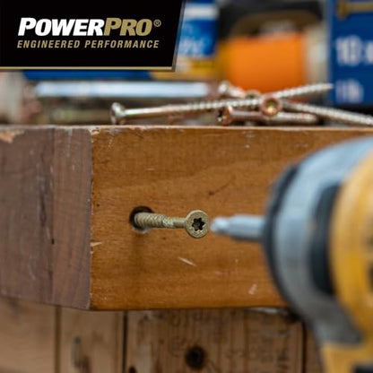 Power Pro Wood Screws, #9 x 2-1/2in, 443 Pack, Gold Zinc - size: 5 lb Tub, style: #9 x 2-1/2"