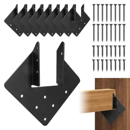 Hurricane Ties for Rafter, 12-Gauge Hurricane Tie for 2x4 Post(Inner 1.5x3.5), Heavy Duty Joist Hangers for Roofing Trusses Wood Timber Steel Connectors, Black with Screws 8 Pcs