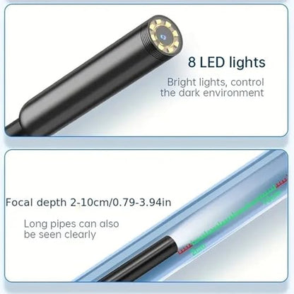 Endoscope Camera with 8LED Light, Dual Lens 1080P HD Inspection Camera - size: 6.5FT/2M