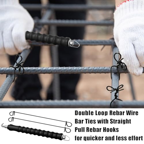 1001 Pcs Double Loop Rebar Wire Bar Ties 6 Inch 16 Gauge Rebar Wire with Automatic Twister Tying Tool for Securing(Black) - color: Black
