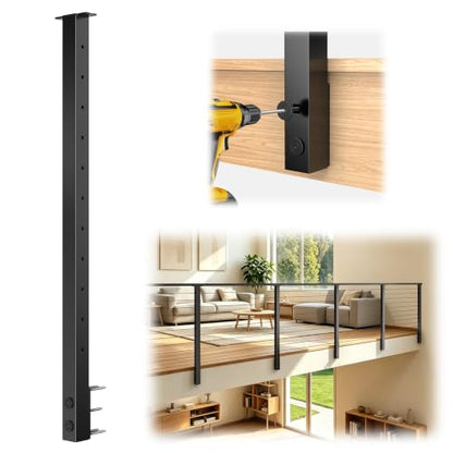 BLIKA 36"Slim Side Mount Cable Railing Post Level Drilled Fascia Mount Post - color: Side Mount Level Post (1PC)