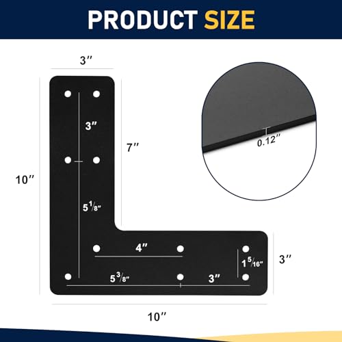 L Post Bracket 2PCS, 10x10'' L Flat Mending Plate for 4x4,6x6 Post - style: L Shape（10X10X3）