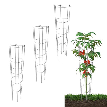 46 Inch Height 3PCS Galvanized Hexagon Folding Tomato Cage,Climbing Plant Support Tower Vegetable Stake Trellis - size: 46in Hex-Galvanized-3Pack