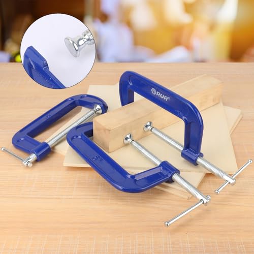 4 Pack 5 Inch Blue C-Clamp - Heavy Duty Iron C Clamps, C-Clamp for Woodworking, Brake Calipers, Maintain, Building, DIY Project - size: 4 Pack 5 Inch