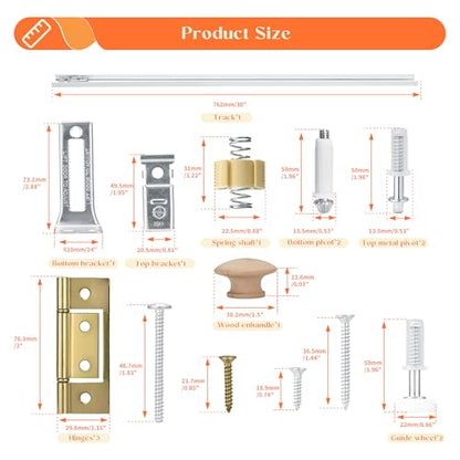Bifold Door Hardware, 30" Bifold Closet Door Track Replacement Kit, Folding Pocket-Door Hardware Repair Kit with Pivot, Guide Wheel and Bracket,Closet-Door Track for Bedroom, Laundry Room - size: 30 Inch
