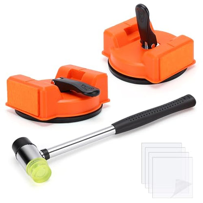 2Pcs Floor Gap Fixer Tool, Dual-Side Striking Vacuum Suction Plank Gap Repair Kit, Enhanced Suction Cup & 4 Reusable Sticky Pads for Laminate, Hardwood, and Vinyl Floor Repair