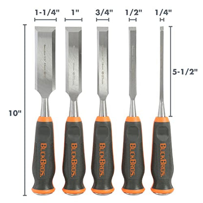 Buck Knives 1/4, 1/2, 3/4, 1, 1-1/4 COMFORT GRIP CHISEL SET - style: 5 Piece