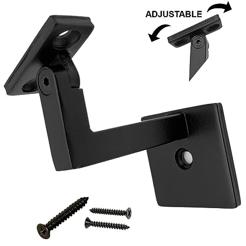 Modern Adjustable Heavy-Duty Brackets (3-Pack) Easy to Install Solid Bracket for Stair Railing - Real Satin Black NOT Matte or Flat Color