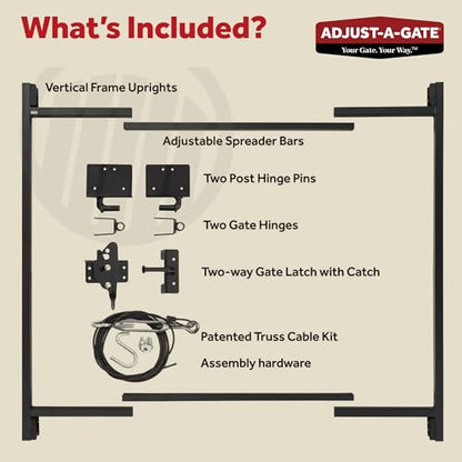 Adjust-A-Gate Wide Gate Frame Kit, Black, 60-96 in, 47 in Tall, 2-Pack - size: 60"-96" wide openings, 5'-6' high