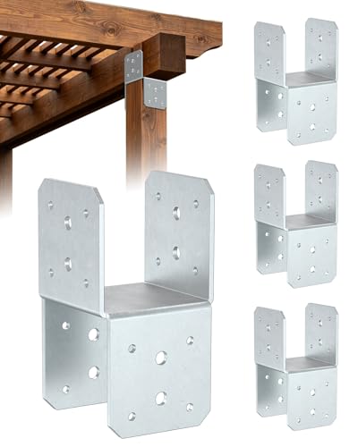 4x4 Post Bracket Kit for Wood Posts, Pergola, Decks, Porches, Beams - color: Hot-Dip Galvanized
