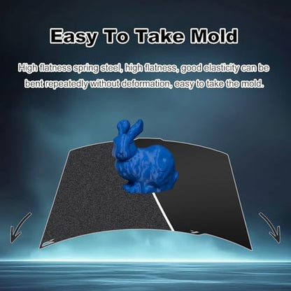 260x271mm Black Build Plate Double Sided Textured PEI+Smooth PEI Flexible Removable Spring Steel Heated Printing Bed Platform for Elegoo Centauri Carbon/Centauri 3D Printer - size: 260x271mm