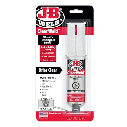 J-B Weld 50112 ClearWeld 5 Minute Set Epoxy Syringe - Clear - 25 ml, 25ml - size: 25ml