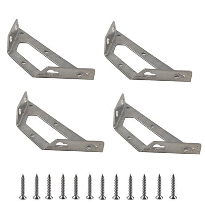 4PCS Heavy-Duty Trapezoid Brackets, Stainless Steel Corner Braces, Triangle Support Connectors for Furniture, Shelves, Wood Projects