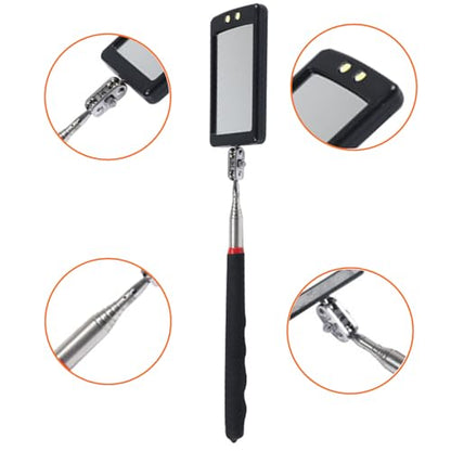 Extendable Inspection Mirror, 360-Degree Rotation LED Inspection Mirror - size: 1 Pack