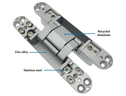 Ranbo 6 Inch Hidden Door Hinge, 3D Adjustable, Zinc Alloy Hardware Kit - size: 6 Inch