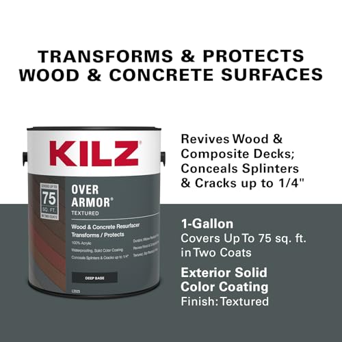 KILZ Over Armor Textured Solid Coating Resurfacer, Hickory Bark 1 Gallon - color: Hickory Bark, style: Textured