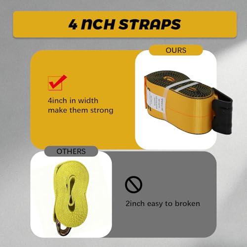 4 Pack 4"x30' Winch Straps Heavy Duty Tie Down Flat Hooks, 16200 lbs - style: 4-pack