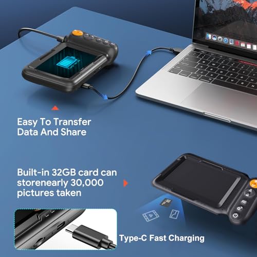 Dual Lens Endoscope Camera with Light, 1080P Borescope Inspection Camera with 5" IPS Screen, 32.8FT Semi-Rigid, 8+1 LEDs & 32GB Card, 7.9mm IP67 Waterproof Sewer Snake Cam for Car Plumbing Wall