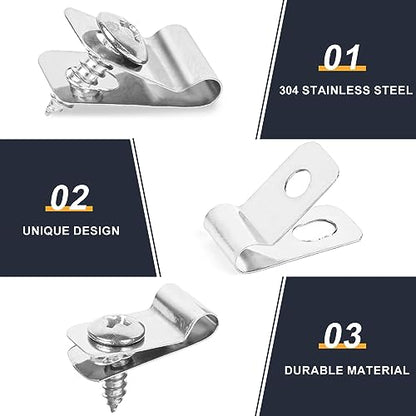 220 Pcs Fence Wire Clamps Stainless Steel Fencing Mounting Clips with 220 Pcs Stainless Steel Screws for 12-16 Gauge Welded Wire to Wood, Metal or Vinyl Fence(X220 Kit) - size: x220 Pcs