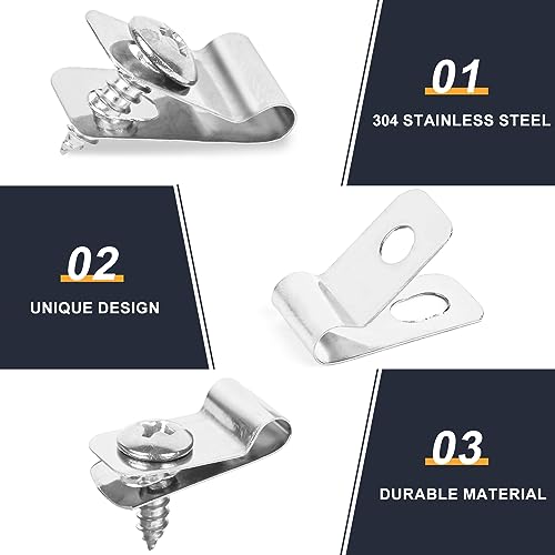 220 Pcs Fence Wire Clamps Stainless Steel Fencing Mounting Clips with 220 Pcs Stainless Steel Screws for 12-16 Gauge Welded Wire to Wood, Metal or Vinyl Fence(X220 Kit) - size: x220 Pcs
