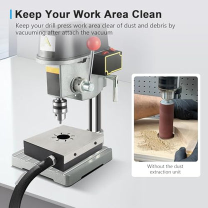 Benchtop Drill Press Square Dust Extraction Unit 7-1/2’’x 6-1/2’’ Metal, Drill Press Dust Collector for Woodworking