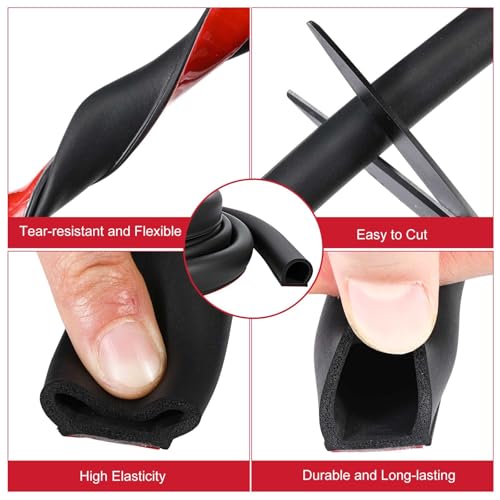 Pangda 16Ft D Shape Rubber Weather Stripping Foam Self-Adhesive EPDM Door Seal Strip for Noise Reduction Waterproof Dustproof for Cars Boats Truck RVs Windows Doors (3/4" W × 3/4" H) - size: 16ft L, style: 3/4" W × 3/4" H
