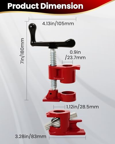 6 Pack 3/4" Pipe Clamps for Woodworking, Heavy Duty Quick Release