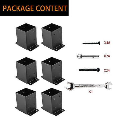 4"x4" Post Base 6PCS,Post Brackets(Inner Size 3.6"x3.6") - size: 4''X4''