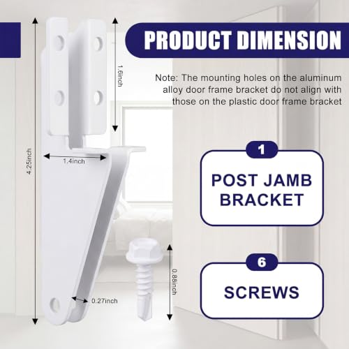 1 Pcs Aluminum Jamb Bracket Door Closer, White - color: White