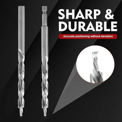 RENYU 2pcs 3/8" Pocket Hole Drill Bit, 1/4" Hex Shank, Depth Stop