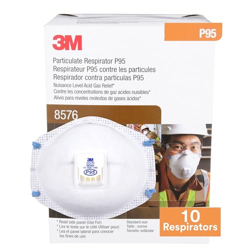 3M Particulate Disposable Respirator 8576, P95, Pack of 10, NIOSH APPROVED