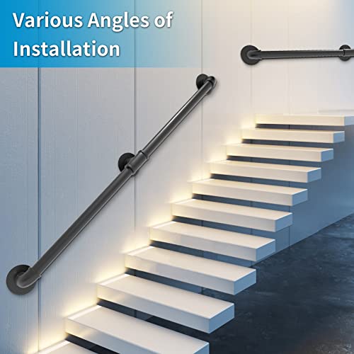 Wall Handrail 7FT/210CM, Industrial Staircase Railing 1.25 Inch Tube Diameter - size: 7 Feet