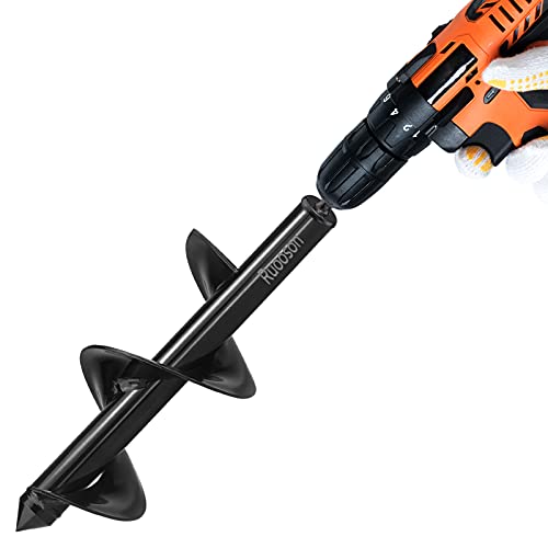 Auger Drill Bit for Planting Ruooson 3.7X11.8 in Garden AugerSpiral, Easy Planter Rapid Planter Plant for 3/8" Hex Drive <1Pcs>. (3.7x11.8 in) - size: 3.7x11.8 In