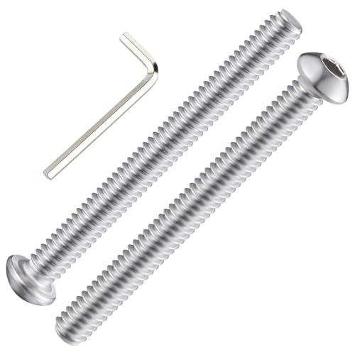 Wensilon (50Pcs) 1/4-20 * 3 Button Head Socket Cap Bolts Screws, 304 Stainless Steel, Allen Hex Drive, Bright Finish, Fully Machine Thread - color: Silver, size: B 1/4-20*3