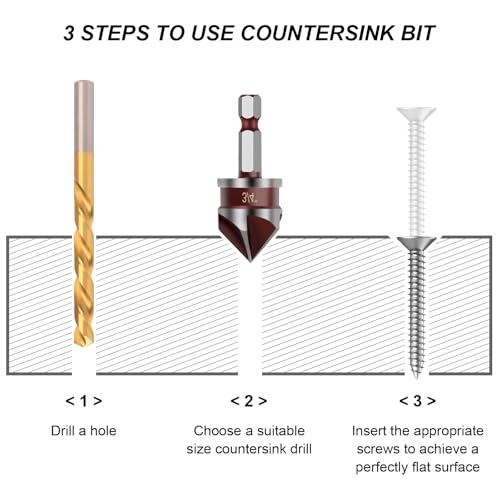 Countersink Drill Bit, 5PCS HSS Hex Shank Countersink Drill Bit Set - style: Wood Countersink